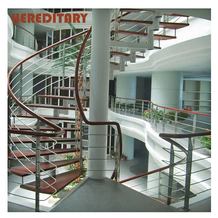 आवासीय इनडोर स्टेनलेस स्टील सीढ़ी रेलिंग विला आधुनिक डिजाइन सर्पिल सीढ़ी रेलिंग