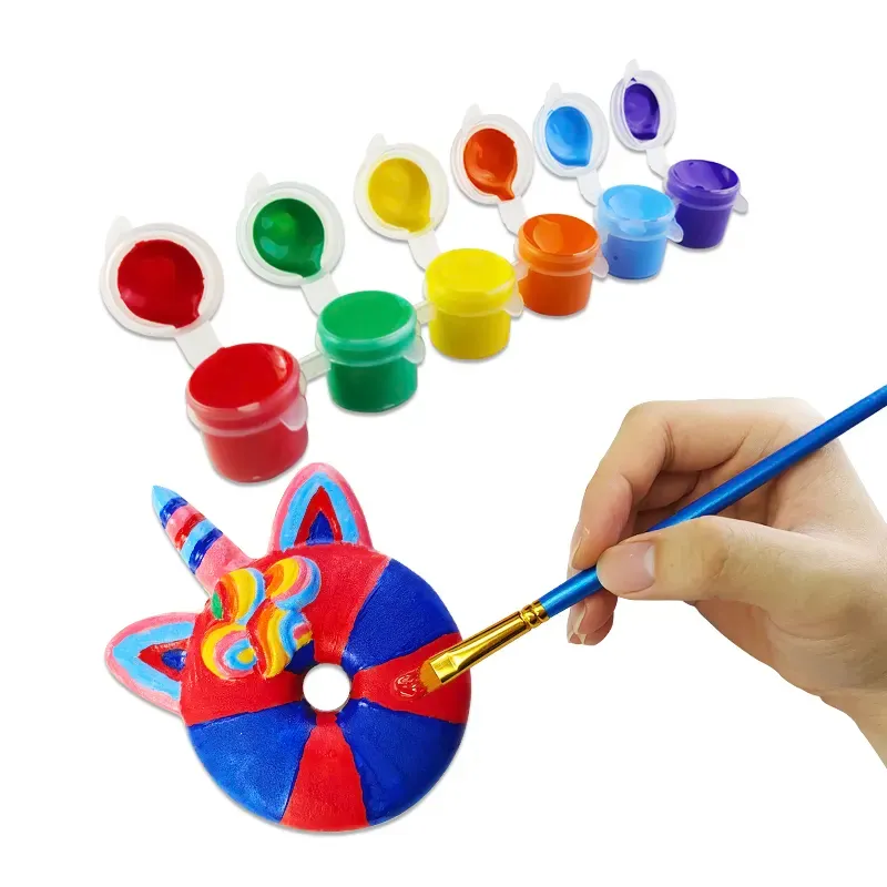 Factory Custom Design Artist Acrylic Paint Set 5ml per Pot 6 Pack 12 Bright Colors for Kids Painting