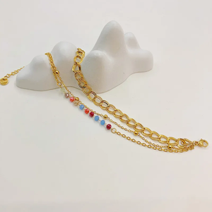 Pulsera de Moda para Mujer, Elaborada con Acero Inoxidable 304 Chapado en Oro de 18K, Galvanoplastia al Vacío, Cadena de Bolas Redondas, Joyería Ovalada - Product Image 3