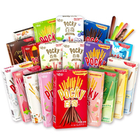 Venta al por mayor de aperitivos exóticos Pocky Sticks barras de chocolate, barras de cacao Glico Pocky embalaje chino etiquetas personalizables