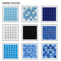 Tile Pool Mosaic Tile Colorize Square Light Blue Porcelain Glossy Swimming Pool Mosaic Tile Cheap Mixed Luxury Light Blue Swimming Pool Mosaic Tile