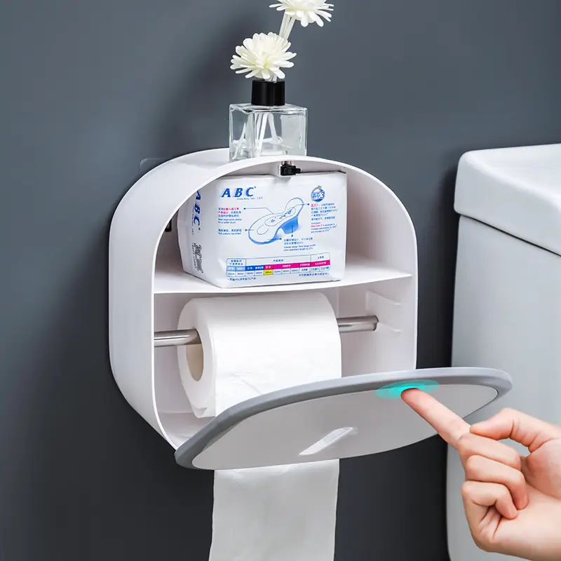 Organizador creativo de papel higiénico impermeable, sin perforaciones, para baño, montado en la pared