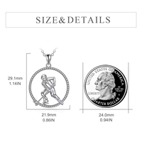 Bijoux décontractés/sportifs Collier pendentif cercle de hockey sur glace en argent sterling 925 plaqué rhodium