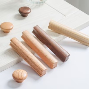 T-Shaped Solid Wood Furniture Handles Natural Color Japanese Style Wardrobe <b>Drawer</b> Cabinet Door Knobs Durable 64mm 96mm 128mm - Product Image 1