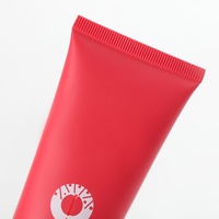 Flacon cosmétique vide en plastique souple rouge de 80g pour crème pour les yeux avec tête de pompe à vide à pression de 40 mm de diamètre