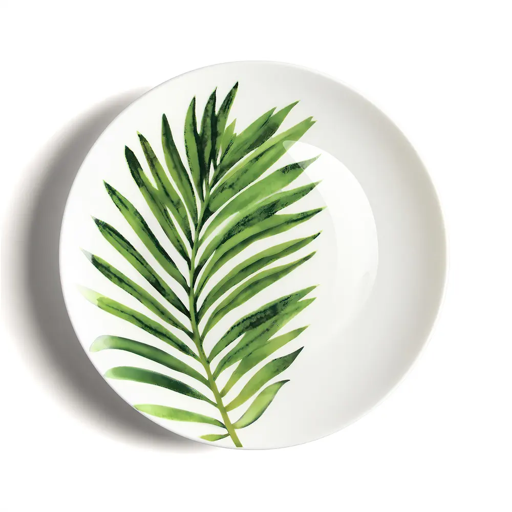 Châu Âu xương Trung Quốc Platter Palm lá Patterned Dinner tấm Vòng dịch vụ món ăn
