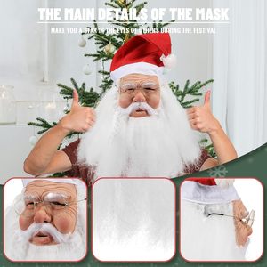 Máscara de Papá Noel JoyFuncos con sombrero y barba, accesorios de disfraz con rostro realista para Navidad, para adultos, hombres y mujeres - Product Image 3