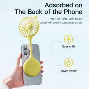 Hands-Free 3-Speed Rotatable Foldable Storage Suction Cup Attaches to Phone Back Various Surfaces Small Fan for Mobile <b>Gaming</b> - Product Image 3
