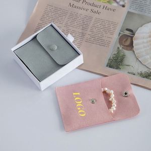 Custom Bright <b>Color</b> Soft Drawstring Luxury Microfiber Packaging Bag Beige <b>Envelope</b> Shopping Jewelry Pouch with Custom Logo - Product Image 1