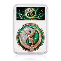 Pièce de collection en cuivre AVDP .999 de 1 oz, Mexique, Victoire Ailée, colorée, en relief 3D, commémorative, pièce ronde de 1 oz dans une boîte de protection