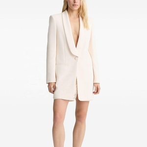 OUDINA Moda Casual Elegante, <span class=keywords><strong>Blazer</strong></span> Simples de Um Botão para Mulheres, Jaquetas e Casacos Brancos - Product Image 1