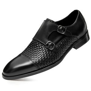 Chaussures habillées en cuir marron classiques rétro de qualité supérieure pour hommes, à bout pointu et lacets, idéales pour les affaires - Product Image 3