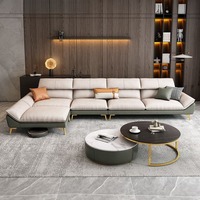 Luxuriöses Echtleder Chesterfield L-förmiges Dreisitzer-Sofa Verstellbar Modern Minimalistisch Wohnzimmer-Sofa