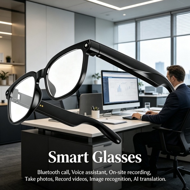 AI Translator Eyeglasses IP65 Global Bluetooth Call Music Touch Control Voice Assistant Photo Video Recording Object Recognition