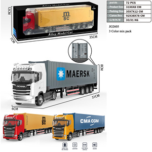 Modèle de <span class=keywords><strong>camion</strong></span> semi-remorque porte-conteneurs électrique à friction en alliage, échelle 1/50, avec lumières et sons, haute simulation - Product Image 2