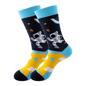 Baleine meilleur prix unisexe coton équipage chaussettes personnalisé univers astronaute lune planète thème fusée mode unisexe chaussettes - Product Image 4