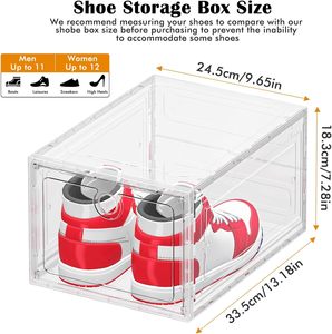 Stackable Magnetic Drop Front Single Tier Living Room Shoes Storage <b>Box</b> with Transparent <b>Display</b> and 17L Capacity for Shoes - Product Image 2