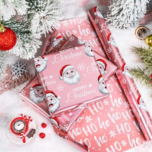 MAYPLUSS Pink Christmas Wrapping <b>Paper</b> 17in X 33ft Santa Design Coated <b>Paper</b> Gift <b>Wrap</b> for Holiday Season - Product Image 3