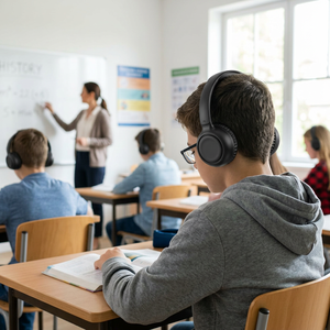 Meilleur prix – Casque <span class=keywords><strong>sans</strong></span> <span class=keywords><strong>fil</strong></span> silencieux supra-auriculaire pour PC et <span class=keywords><strong>TV</strong></span>, <span class=keywords><strong>sans</strong></span> lumière, avec émetteur RF et écouteurs ENC pour les cours et les études - Product Image 5