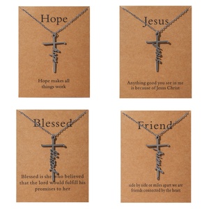 Collar con Colgante de Cruz de Acero Inoxidable, Regalos Cristianos Religiosos de Moda al por Mayor, Fe en Jesús, Bendecido - Product Image 2