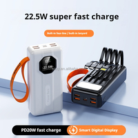 Banque d'alimentation portable 50000mAh du fabricant OEM/ODM avec câble intégré de charge rapide bidirectionnelle de haute capacité 22.5W Type-C