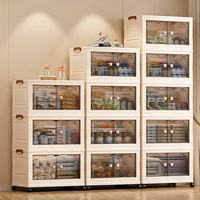 COIZY Armoire en plastique PP de grande capacité Conteneur de stockage pliable à double porte Stockage de vêtements empilable mobile