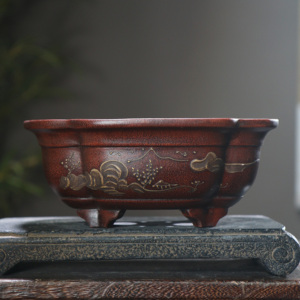 Maceta de Bonsái de Arcilla Morada, Forma de Papaya, Pintada a Mano, Estilo Antiguo, Cerámica Taoxiang - Product Image 2