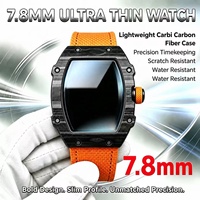 Montre mécanique de plongée étanche pour homme, ultra-fine, nouvelle coque en fibre de carbone 67-02, forme baril de vin, chronométrage de précision