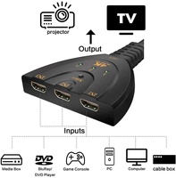 4K 3 Port HDMI Switcher 3x1 1080P 3D HDMI Auto Switch 3 Dans 1 À Queue de Cochon Convertisseur à queue de cochon Câble Pour DVD HDTV Xbox PS3 PS4
