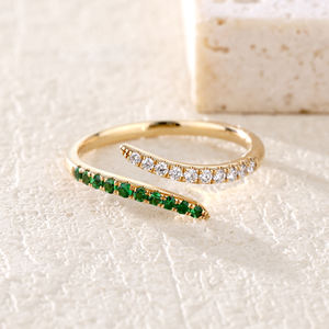 Bague en or 18 carats classique, très vendue, de haute qualité, avec grenat vert certifié, scintillante, déconnectée, cadeau pour petite amie, anniversaire - Product Image 3