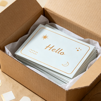 Carte de vœux pliée avec estampage à chaud, découpe personnalisée, logo sur mesure, papier cartonné réfléchissant au laser, enveloppe pour occasion spéciale