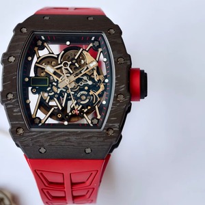 Reloj Umi de alta calidad con esfera esqueletizada, correa de caucho roja y movimiento para Richared - Product Image 1
