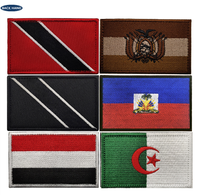 Écussons de drapeau d'Haïti de haute qualité en gros Écusson brodé Crochet et boucle d'attache d'applique pour la décoration