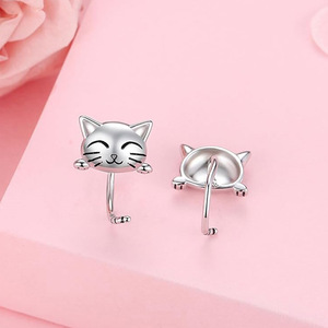 Aretes de Gato Sonriente para Mujer, Diseño Minimalista y Dulce, para Uso Diario en la Oficina, Regalo para Fiestas, Accesorios - Product Image 4