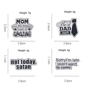 Europeo americano nueva tendencia personal no hoy Satanás negro blanco carta esmalte insignia tallado Metal Animal inglés aleación broche - Product Image 3