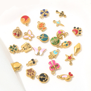 Delicados Dijes de Esmalte con Diseños Divertidos |   Colgante de Acero Inoxidable Chapado en Oro PVD de 18K para Fabricación de Joyería DIY |   Impermeable, Hipoalergénico - Product Image 2