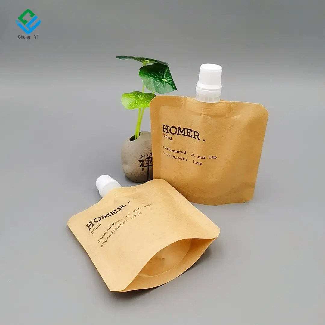 OEM Пустой Пластиковый пакет для ухода за кожей, крафт-бумага, стоячие жидкие упаковочные мешочки для косметики