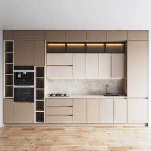 Modern Solid <b>Oak</b> Wood Kitchen Cabinets Integrated Appliances Adjustable <b>Shelves</b> Eco-Friendly Water Resistant for Residential Use - Product Image 1