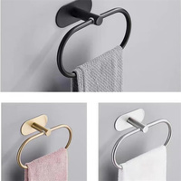 Support mural adhésif pour serviette de bain, forme ovale à fond carré, sans perçage, accessoires de salle de bain