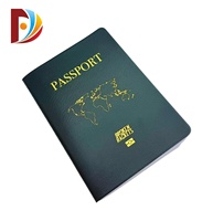 Libreta Personalizada de Cuero PU con Forma de Pasaporte, Estampado en Dorado con Mapa del Mundo, Logotipo Personalizado, Libreta de Recuerdos Cosida y Grabada en Relieve para Negocios