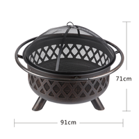 Brasero extérieur rond T1 de 32 pouces avec écran anti-étincelles, idéal pour patio et jardin, modèle Brunswick extra large