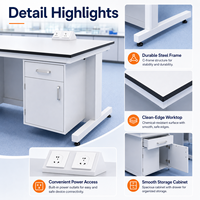 Banc de travail de laboratoire en forme de C, mobilier de laboratoire modulaire avec armoire mobile, poste de travail résistant aux produits chimiques pour projets de recherche