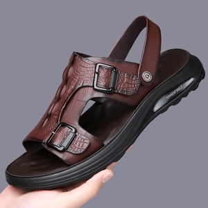 Sandalias de Verano para Hombre, Antideslizantes, de Cuero Genuino, Suela Suave, Modernas, Casuales, 2 en 1, Chanclas de Playa - Product Image 3