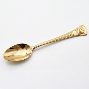 Finest <b>Gold</b> Plated Stainless Steel Tea <b>Spoon</b> With Long Handle Mirror Polish Modern Luxury Design Durable Tableware - Product Image 1
