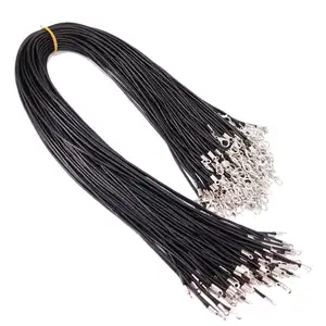 Collar cuerda joyería colgante cordón Jade hombres y mujeres cristal negro trenzado cera cuero cordón cola cadena