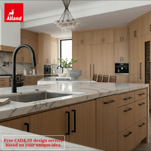 Armoires de cuisine de luxe Alland Modernizing Rift Sawn White Oak Custom Flat Panel Slab Door pour la rénovation de la cuisine - Product Image 1