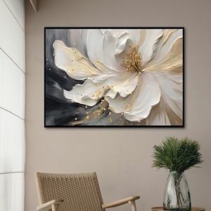 Flor de lámina de oro moderna, lienzo pintado a mano, textura, arte de pared grande, pintura <span class=keywords><strong>al</strong></span> óleo, pintura de pared abstracta hecha a mano para decoración del hogar - Product Image 4