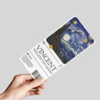 Carte personnalisée en carton imprimée en couleur pour événements, billets d'exposition, cartes de membre, cartes cadeaux pour promotion de musées et clubs