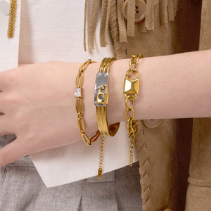 Original Lock Jewelry Series <b>Set</b> <b>Bracelet</b> Gold Silver Tone Unisex Gift Fashion Licensed Private Label - Product Image 2