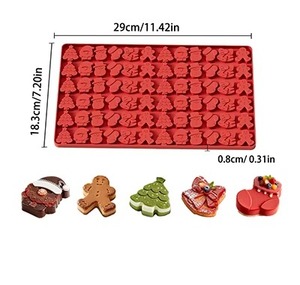 Custom Logo Nontoxic EcoFriendly Disposable <b>Mini</b> Christmas Candy Molds Silicone 72 Cavity Chocolate Mold Tree Santa Snowman Desi - Product Image 3